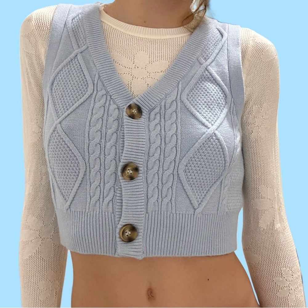 🌨️🫧 Sincerely Jules powder blue button-down sweater vest  🫧🌨️